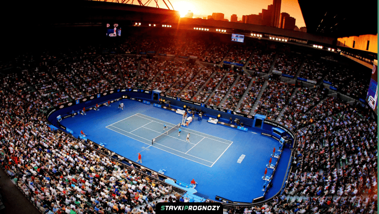 Vista di uno stadio moderno illuminato durante un evento sportivo
